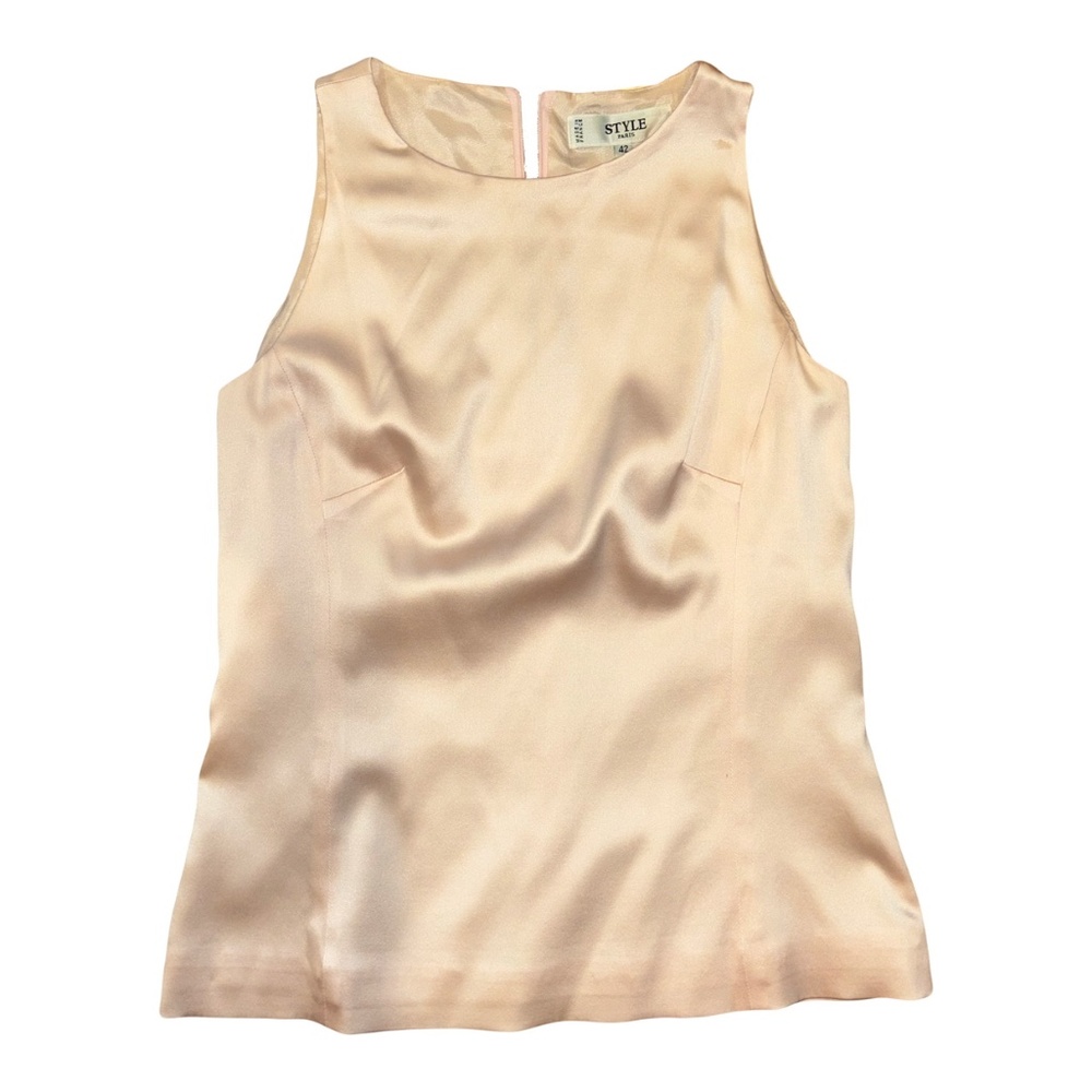 STYLE Paris Silk Light Pink Sleeveless Blouse